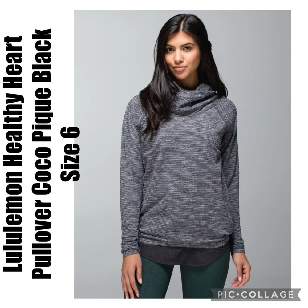 Lululemon Healthy Heart Pullover Coco Pique Black Size 6